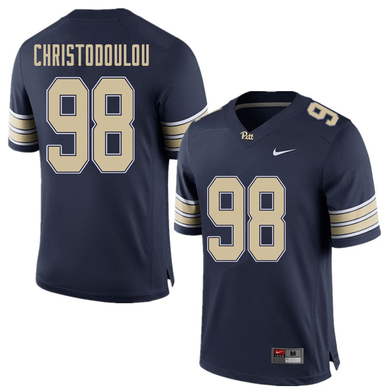 Men #98 Kirk Christodoulou Pittsburgh Panthers College Football Jerseys Sale-Home Blue